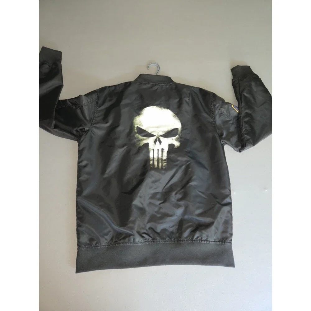 ASSTSERIES Punisher Bomber Jacket Mens 3XL Black Full Zip Lightweight UtilityUSA